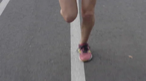 Close-up of Girls Feet Running – Shot Flat Stock Footage