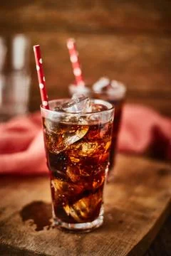 Close up glass of refreshing cola. Foto stock