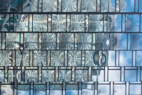 Close up of Glass structure pattern in a high rise building Illustrazione stock
