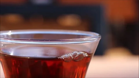 Close up a glass of Turkish tea Stock Footage 163740813