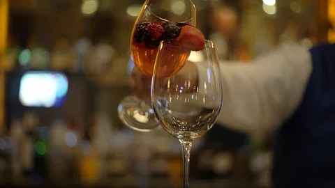CLOSE UP TO A GLASS OF WINE Stock Footage 107288700