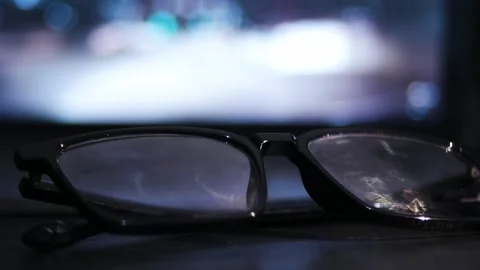Close up of glasses with bokeh background Stock Footage 327409982