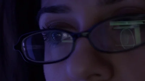 Close Up Glasses Reflection MRI Head Scan Pan Right Stock Footage 82620794