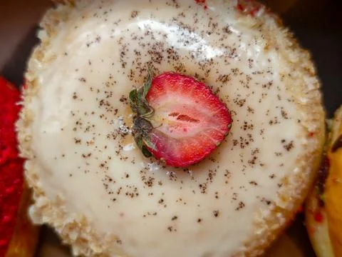Close Up of Glazed Doughnut Topped 库存照片