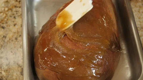 Close up Glazing The Christmas Ham 動画素材 64182978