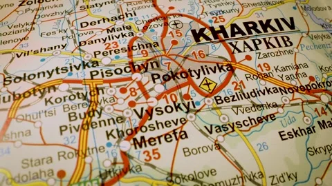 Close up gliding shot over road network leading to kharkiv, ukraine Stock Footage 341269306