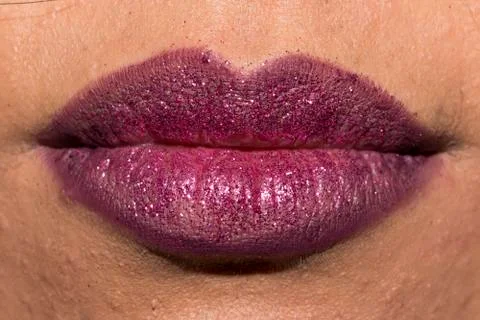 Close up of  glitter lips Stock Photos