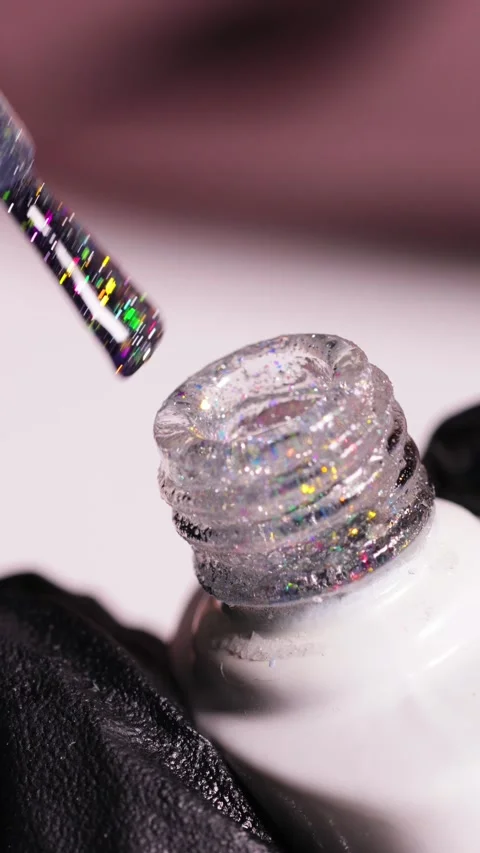 Close-Up Glitter Nail Polish Stock Footage 260439965