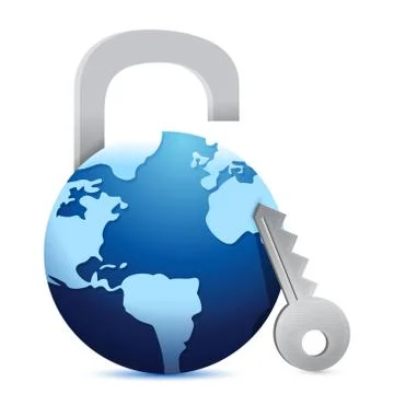 Close globe 'lock' illustration design over a white background 스톡 일러스트