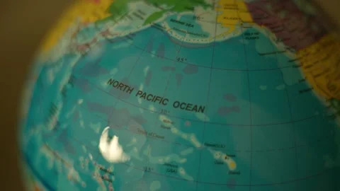 Close-up globe shows North Pacific Ocean area Stock Footage 341829215