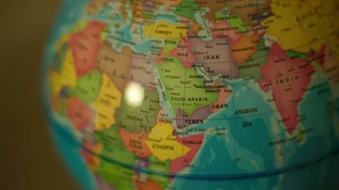 Close-up globe spinning over Middle East and Africa region Stock Footage 341829514