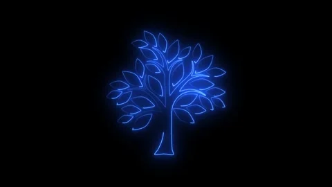 Close-up of a glowing blue LED tree light display in dark environment Video stock 345834338