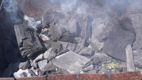 Close-Up of Glowing Charcoal Stock Footage 293158251