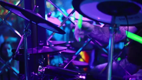 Close-up of glowing drumsticks. Stock Footage 140647865