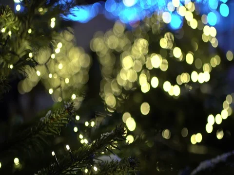 Close up on glowy christmas tree Stock Footage 70385064