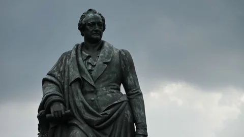 Close Up - Goethe Statue Old Town Frankfurt Am Main Germany Stock Footage 80756462