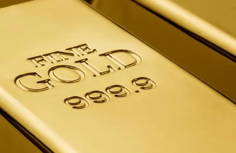 Close up of gold bars with copy space Stock Photos