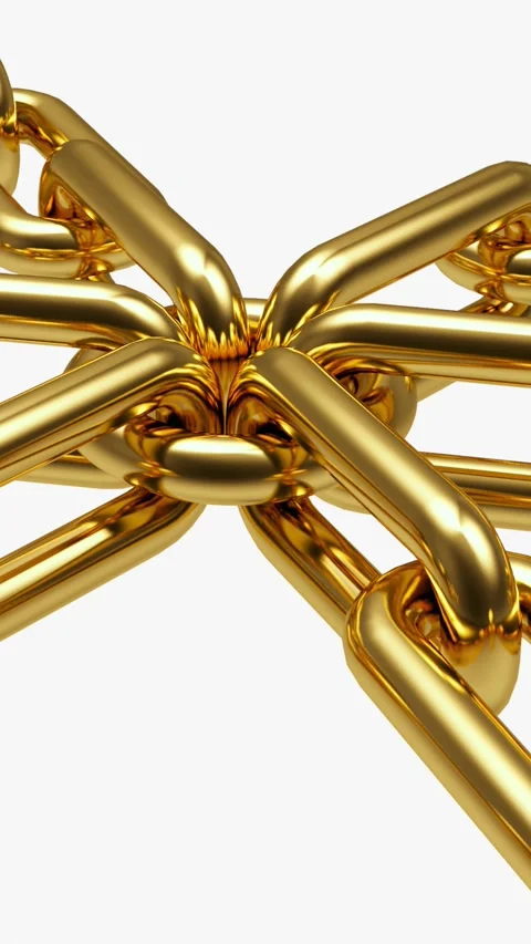A close-up of gold chain links in 3D animation. Stock Footage 340646395