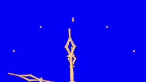 Close-up of a gold dial without numerals and hands on an electric blue back.. Stock Footage 303591591