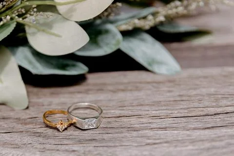 Close-up of a gold engagement ring Stock Photos