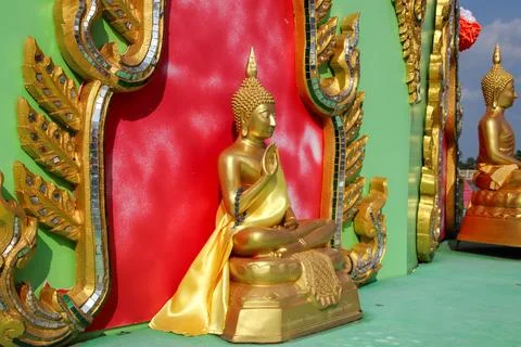 Close-up of golden Buddha statue Stock-Fotos