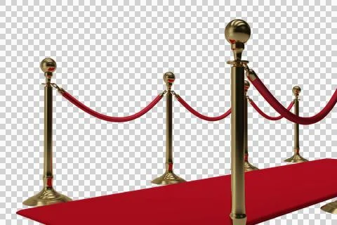 Close up of golden queue barrier with red carpet Stock Illustration