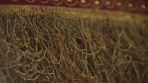 Close-up of the golden threads on the sacred icon. The religion is Orthodoxy. Stock Footage 278200537