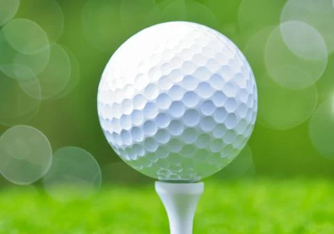 Close Up Of Golf Ball On tee Stock Photos