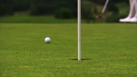 Close-Up of a Golf Hole-in-One Shot Stock Footage 278432895