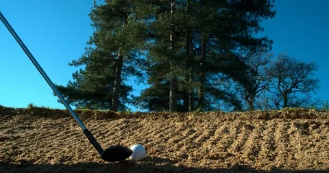 Close up of a Golfer Hitting a Golf Ball Out of a Sand Trap or Bunker. 스톡 동영상 103281534