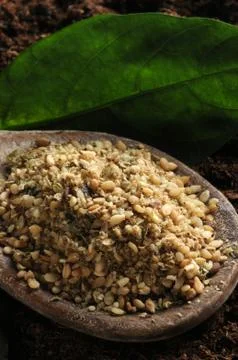 Close up of gomashio on the spoon Stock Photos