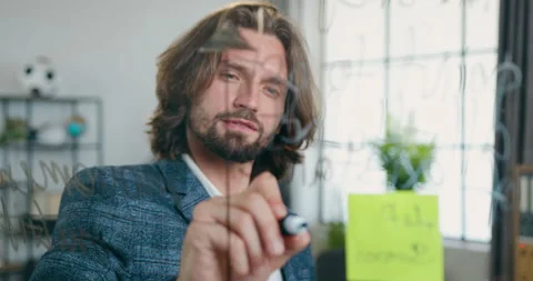 Close up of good-looking confident high-skilled successful bearded office worker Stock Footage 157961481