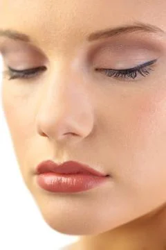 Close up on gorgeous blonde models closed eyes Stock Photos