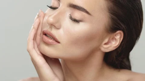 Close-up of gorgeous female face Stock Footage 146234530