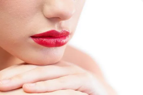Close up on gorgeous models red lips Stock Photos