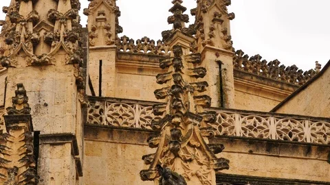 CLOSE UP GOTHIC Catedral Primada de Santa María de Toledo Cathedral PAN Stock Footage 120608359
