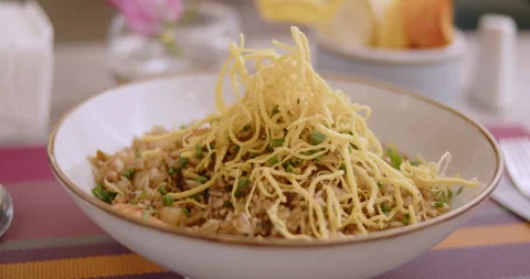Close-Up of Gourmet Peruvian Shrimp Fried Rice –  Stock video Stock Footage 291314987