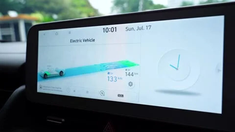 Close up of GPS navigation in electric c... | Stock Video | Pond5
