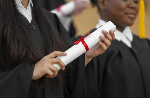 Close up graduate students with gown Stock Photos