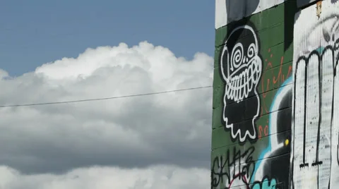 Close Up of Graffiti With Sky in Background Time Lapse Stock Footage 39563244