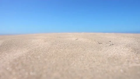 Close-up of grains of sand blowing in the wind on a bright sunny day at the Видео 221134095