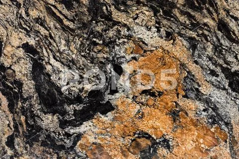 Close up of granite texture, black and brown color, precious sto Stock Photos