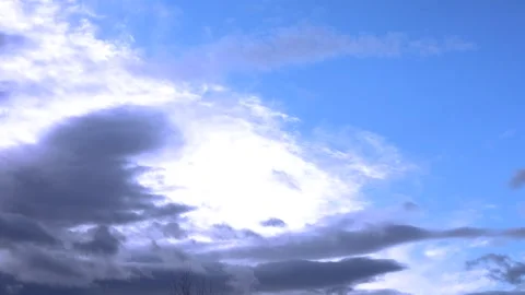 Close gray clouds in the blue sky, smooth movement Video stock 249325330