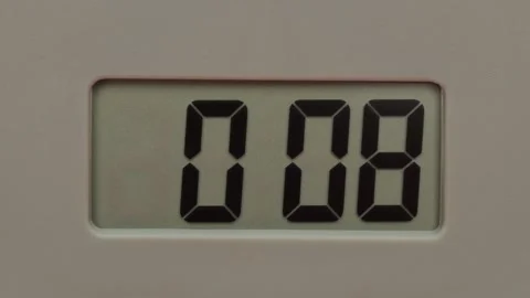 Close up, Gray digital clock Displays a countdown second from ten to zero. Stock Footage 165723691