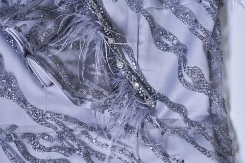 Close-up of gray evening gown Stock Photos
