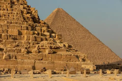 Close-up of the Great Pyramid stone bricks, Egypt Stock Photos