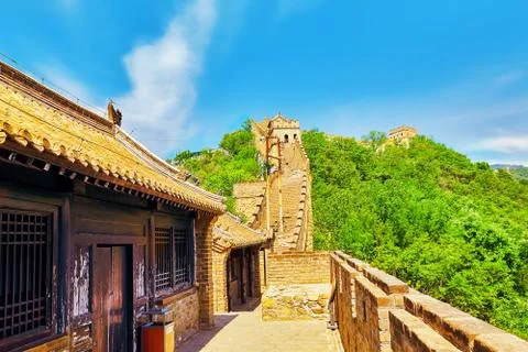 Close-Up Great Wall of China, section "Mitianyu". Stock Photos