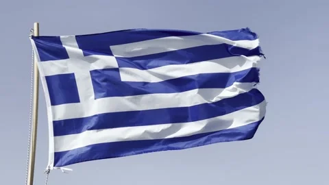 Close up of a Greek flag Stock Footage 155555220