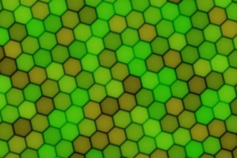 Close-up of green and brown hexagonal tiles pattern Stockillustratie
