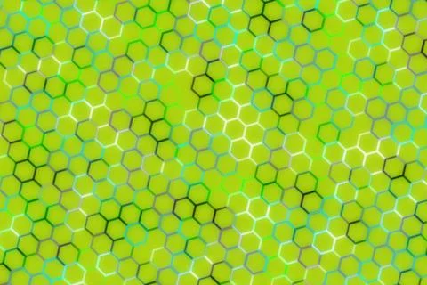 Close-up of green and yellow hexagonal pattern on surface Illustrazione stock